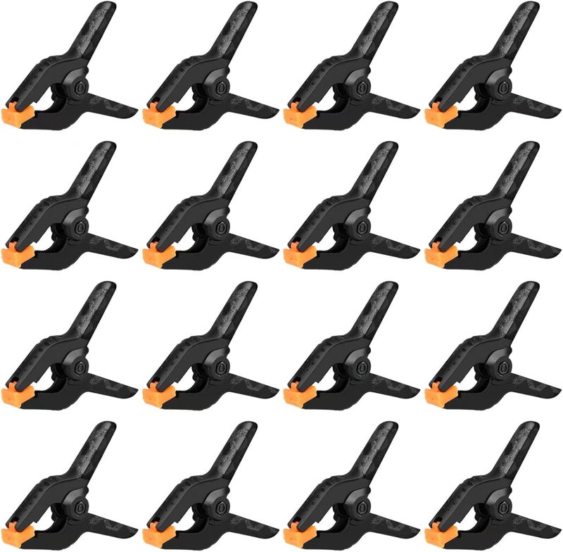 DUIJINYU 16 Pack Small Spring Clamps, 3.5 Inch Heavy Duty Clamps for Backdrop Stand, Plastic Clips for Crafts and Backdrop Clips for Crafts, Woodworking, Photography, Outdoor - Image 1